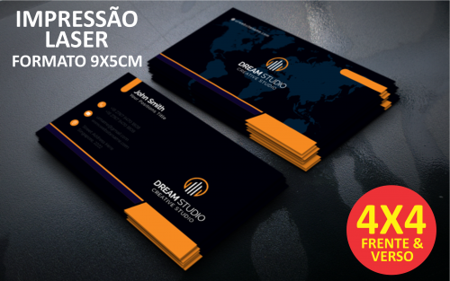 CARTÃO DE VISITA LASER / TAMANHO 9X5cm /COUCHE FOSCO 300g